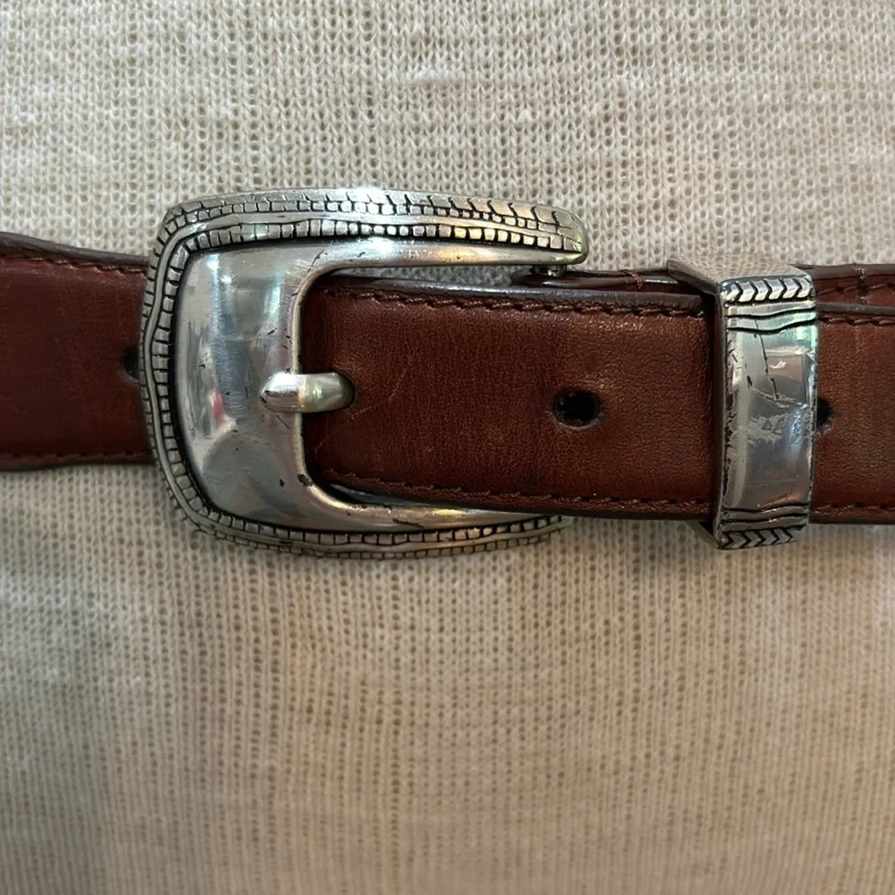 PGA Tour sz 44 top grain leather brown belt with silver accent golf